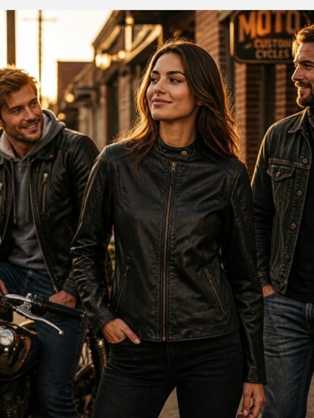 Colleen Lopez Black Leather Zip-Front Moto Jacket